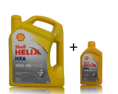 Shell Helix HX6 10W40, 1x5 + 1x1 Liter Motorenöl, MB 229.3, VW 505 00