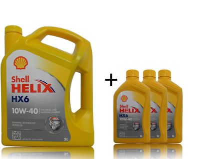 Shell Helix HX6 10W40, 1x5 + 3x1 Liter Motorenöl, MB 229.3, VW 505 00