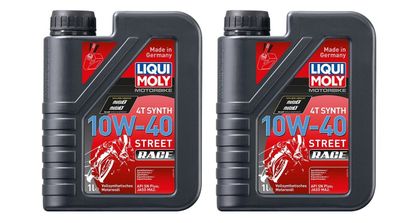 LIQUI MOLY 20753 Motorbike 4T Synth 10W-40 Street Race 2x1 Liter