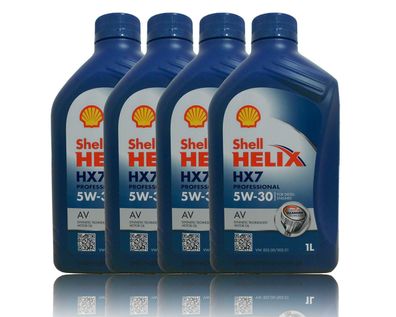 Shell Helix HX7 Professional AV 5W30, 4x1 Liter Motoren?l VW 50500 VW 50501