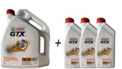 Castrol GTX 5W-40 A3/ B4, MB 229.3, VW 502 00/ 505 00 5 + 3x1 Liter