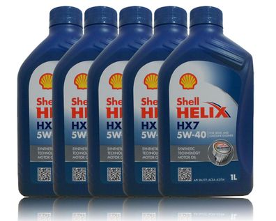 Shell Helix HX7 5W40 5x 1Liter Motoren?l VW 50200, 50500, Fiat