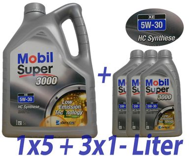 Mobil Super 3000 XE 5W-30 1x 5 Liter + 3x1, MB 229.51, Dexos2