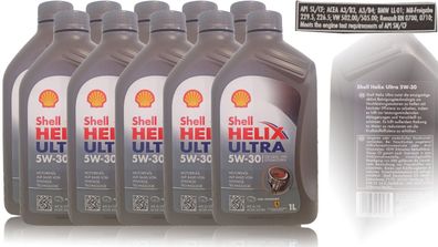 Shell Helix Ultra 5W30 10 x 1 Liter Motoren?l BMW LL-01, Renault 700 / 710