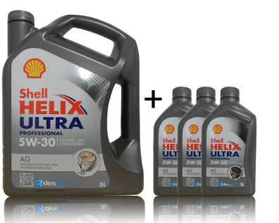 Shell Helix Ultra AG 5W30 1x5 Liter + 3x1Liter Opel GM Dexos2 Motor?l
