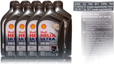 Shell Helix Ultra Professional AP-L 5W 30 Motor?l ACEA C2; PSA Fiat 9x1 Liter