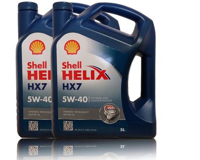Shell Helix HX7 5W-40 Motoröl 2x5 Liter ACEA A3/ B4 MB 229.3 VW 502.00 Fiat