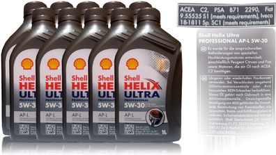 Shell Helix Ultra Professional AP-L 5W 30 Motor?l ACEA C2; PSA Fiat 10x1 Liter