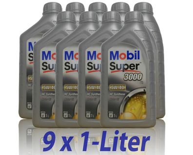 Mobil Super 3000 X1 5W-40 9x1 Liter Motoröl Opel, MB 229.3