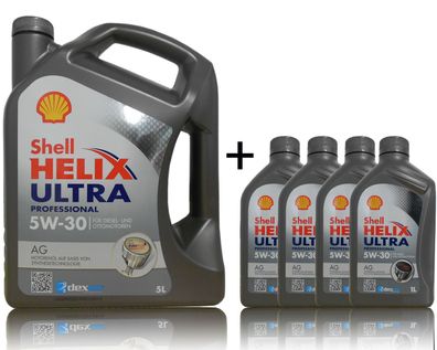 Shell Helix Ultra AG 5W30 1x5 Liter + 4x1Liter Opel GM Dexos2 Motor?l