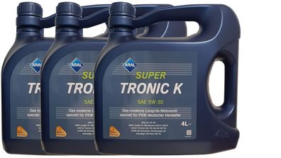 Aral Super Tronic K 5W 30 3x4 Liter VW 50400 / 507.00, MB 229.51, BMW LL04