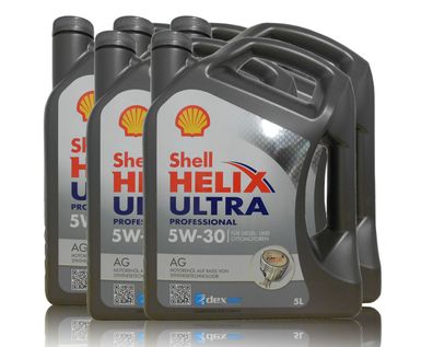 Shell Helix Ultra AG Professional 5W 30 5x5 Liter Opel GM Dexos2 Motor?l