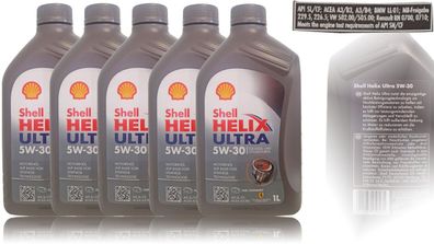 Shell Helix Ultra 5W30 5 x 1 Liter Motoren?l BMW LL-01, MB 229.5