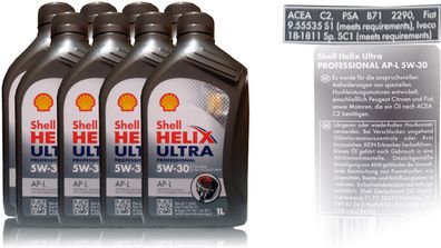 Shell Helix Ultra Professional AP-L 5W 30 Motor?l ACEA C2; PSA Fiat 8x1 Liter