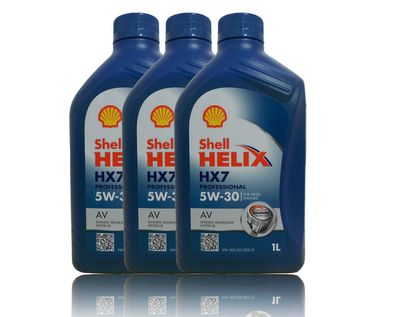 Shell Helix HX7 Professional AV 5W30, 3x1 Liter Motoren?l VW 50500 VW 50501