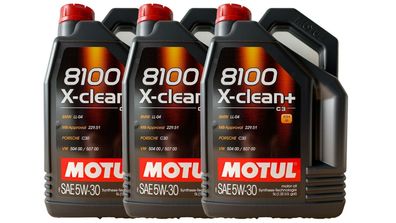MOTUL 8100 X-CLEAN+ 5W-30 BMW LL04 MB 229.51 VW 50400 VW 50700 3x5 Liter
