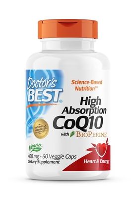 Doctor's Best, High Absorption CoQ10 mit BioPerine, 400mg, 60 vegane Kapseln