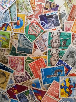 Schweiz - 100 verschiedene Briefmarken, gestempelt