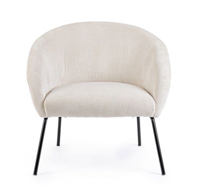 Sessel Aiko 80 x 76 x 75 cm Stahl und Kord Weiß Stuhl
