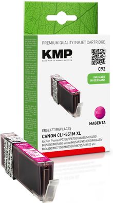 KMP C92 magenta Tintenpatrone ersetzt Canon PGI-551M XL (6445B001)
