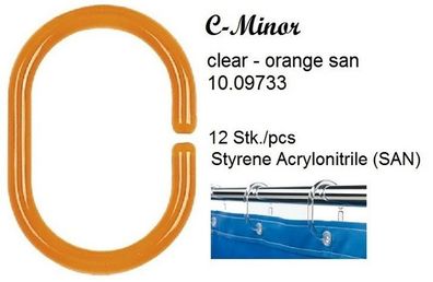 C-Minor Duschvorhangringe Clear Orange 12 Stück.