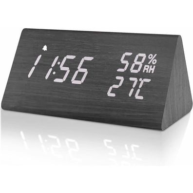 Digitaler Wecker aus Holz: LED-Schreibtischuhr mit Speicherfunktion