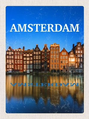 Top-Schild mit Kordel, versch. Größen, Amsterdam am Abend, Niederlande, neu & ovp -3-