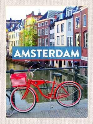Top-Schild mit Kordel, versch. Größen, Amsterdam, Fahrrad, Niederlande, neu & ovp
