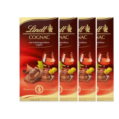 Lindt Cognac Vollmilch mit einer feinen Zuckerkruste 100g 4er Pack