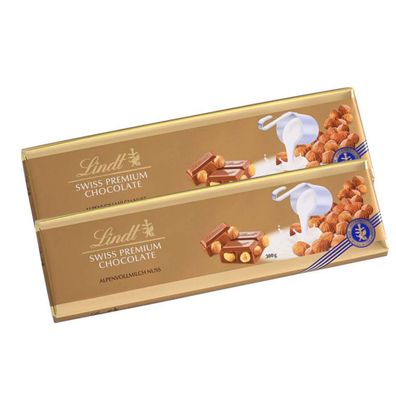 Lindt Alpenvollmilch Schokolade mit Haselnüssen 300g 2er Pack