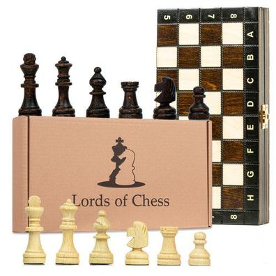 Schachspiel magnetisch Schach Schachbrett Holz 27x27 cm - Chess Board Set Reiseschach
