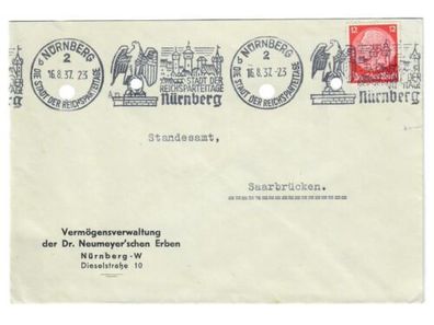 Deutsches Reich, 12 Pf. Hindenburg-Medaillon, Ef mit Bandstempel Nürnberg