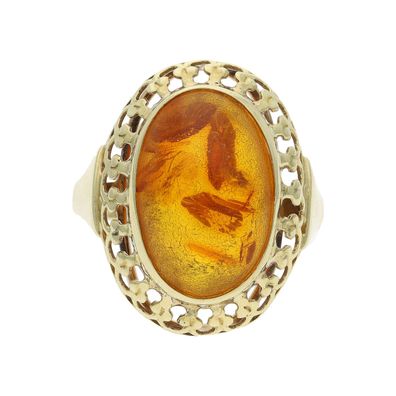 Bernstein Ring 333/000 (8 Karat) Gold aus zweiter Hand, getragen - Größe...