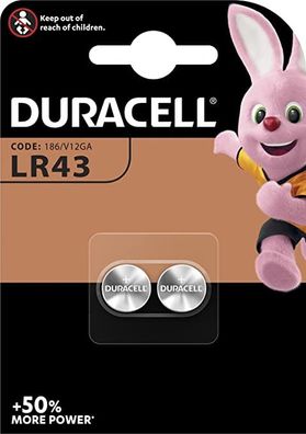 Duracell Specialty Alkali-Knopfzelle LR43 186 1,5 V (2er Blister)