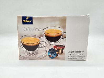 Kaffeetassen Glas Cafissimo mit Untersetzer 2 Stück