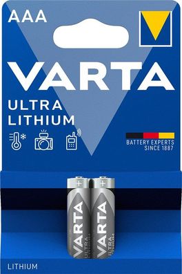 Varta Ultra Lithium Batterie FR03/ AAA Mikro 1,5 V (2er Blister)