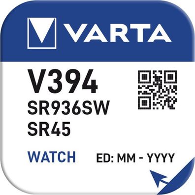 Varta Watch Knopfzelle silberoxid V394/ SR45 1,55 V (1er Blister)
