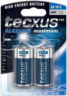tecxus Alkaline maximum AlkaliMangan Batterie LR14/ C Baby 1,5 V (2er Blister)