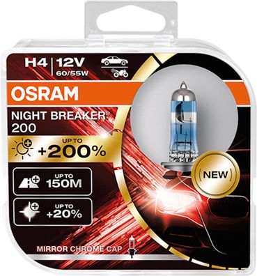 OSRAM NIGHT Breaker 200 H4 P43t 12V/60-55W (2er Box)