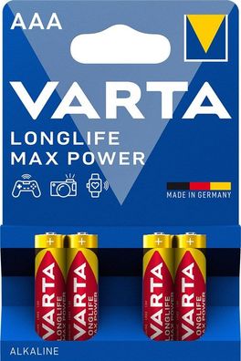 Varta Longlife Max Power Alkali-Batterie LR03/ AAA Micro1,5 V (4er Blister)