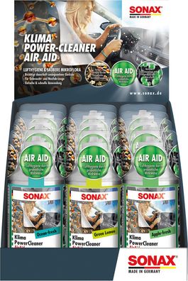 SONAX KlimaPowerCleaner AirAid probiotisch Thekendisplay gemischt (Inhalt:4xOcean-...