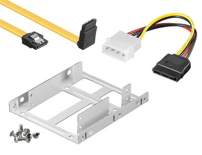 baytronic SSD Einbau-Kit für 2x SSD/ HDD inkl. SATA 3 Kabel gewinkelt gedreht 0,5 m