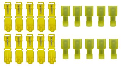 baytronic 10x T-Schnellverbinder gelb + 10x vollisolierter Flachstecker gelb