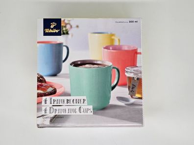 Kaffeetassen tolle Farben 4 Stück Neuware Farbenfroh Qualitätsporzellan
