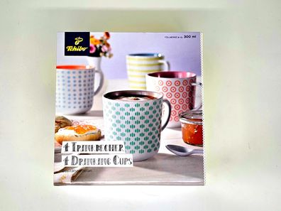 Kaffeetassen tolle Farben 4 Stück Neuware Farbig mit MusterQualitätsporzellan
