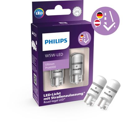 Philips Ultinon Pro6000 LED W5W 12 V 0,9 W (2er Blister)