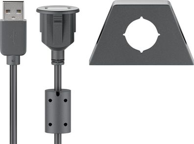 goobay USB 2.0 Hi-Speed Verlängerungskabel mit Montagehalterung schwarz 1,2 m