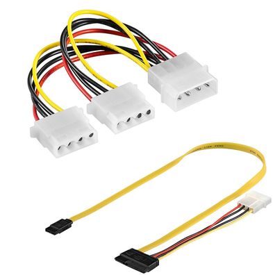 baytronic SATA Kabel Set Dual SATA Kabel Strom + Datenkabel & Internes Y Kabel 4 Pin