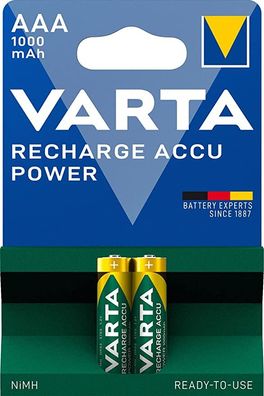 Varta Ready to Use LSD NiMH Akku AAA Micro/ HR03 1000 mAh 1,2 V (2er Blister)