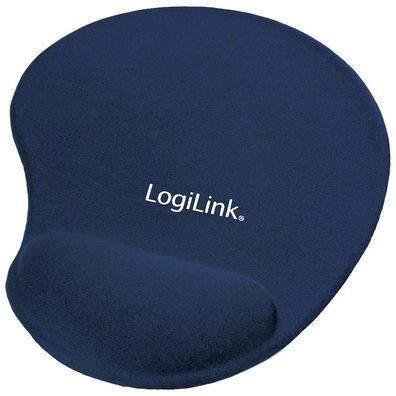 LogiLink Mauspad mit Silikon Gel Handballenauflage blau (1er Blister)
